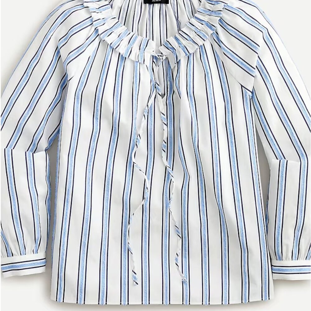 J. Crew Tie-front ruffle top in stripe Size S